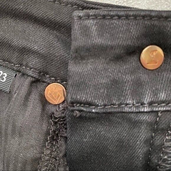 7 For All Mankind size 23 b(air) The Ankle Skinny black jeans white stripe 505B3 - Picture 9 of 15